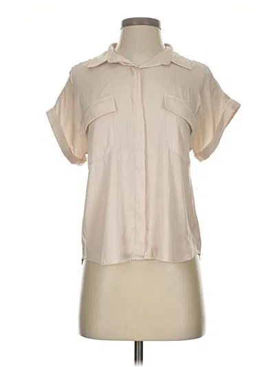 Pre-owned Evereve Short Sleeve Blouse In White