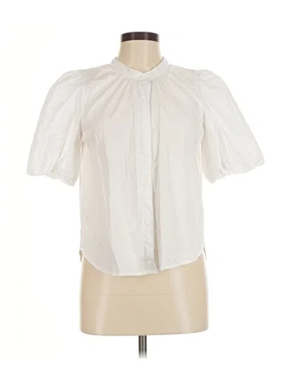 Pre-owned Evereve Short Sleeve Blouse In White