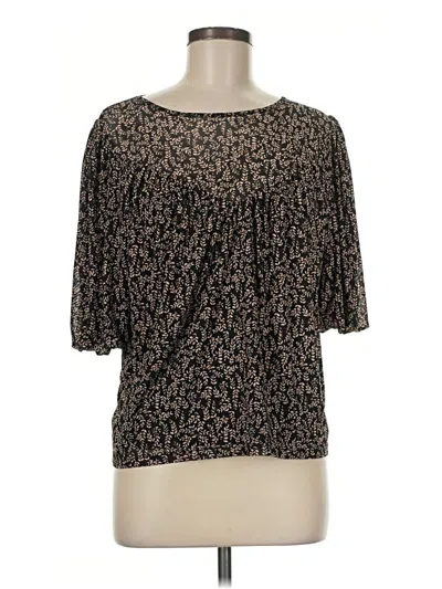 Pre-owned Evereve Short Sleeve Top Black Boatneck Tops