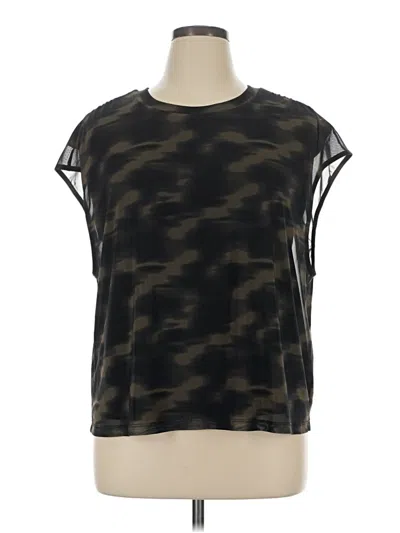 Pre-owned Evereve Short Sleeve Top Black Keyhole Neckline Tops
