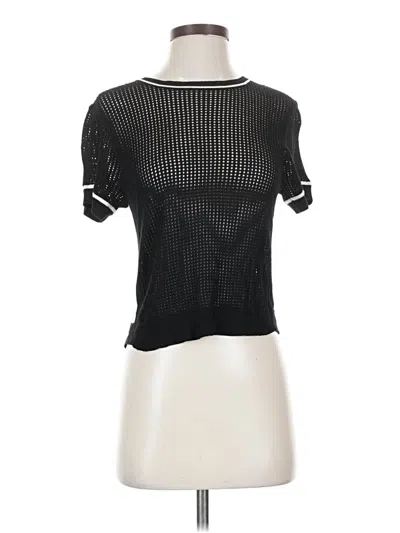 Pre-owned Evereve Short Sleeve Top Black Mock Neckline Tops