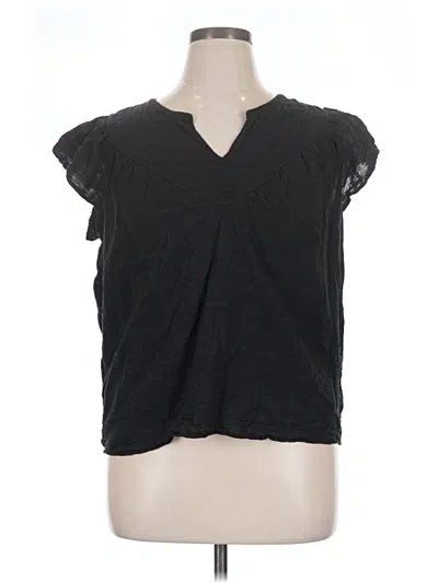 Pre-owned Evereve Short Sleeve Top Black V-neck Tops