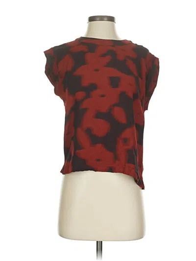 Pre-owned Evereve Short Sleeve Top Burgundy Cowl Neck Tops