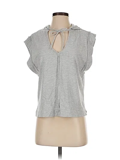 Pre-owned Evereve Short Sleeve Top Gray Keyhole Neckline Tops