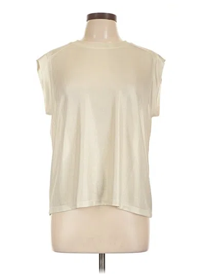 Pre-owned Evereve Short Sleeve Top Ivory Cowl Neck Tops In White