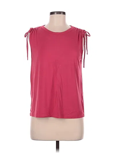 Pre-owned Evereve Short Sleeve Top Pink Cold Shoulder Neckline Tops