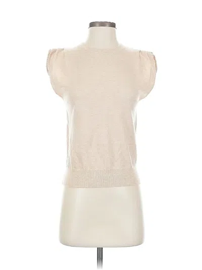 Pre-owned Evereve Short Sleeve Top Tan Crew Neck Tops In Brown