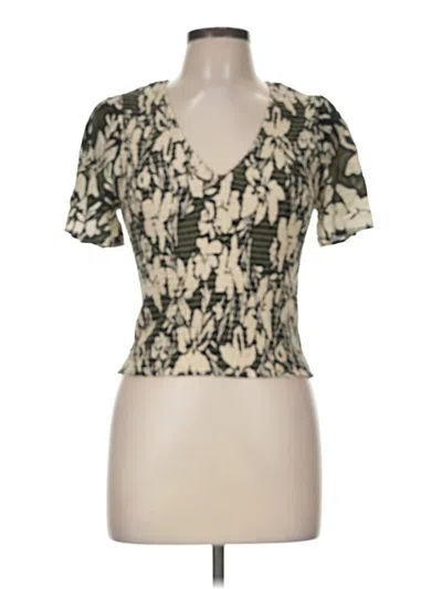 Pre-owned Evereve Short Sleeve Top Tan Sweetheart Neckline Tops