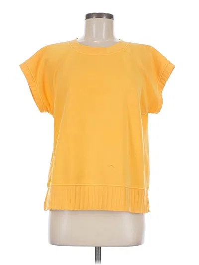 Pre-owned Evereve Short Sleeve Top Yellow Crew Neck Tops