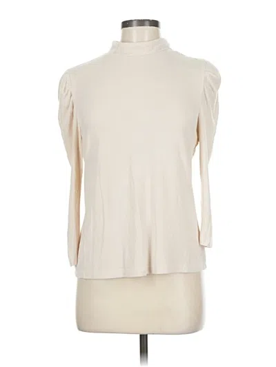 Pre-owned Evereve Short Sleeve Turtleneck In Ivory