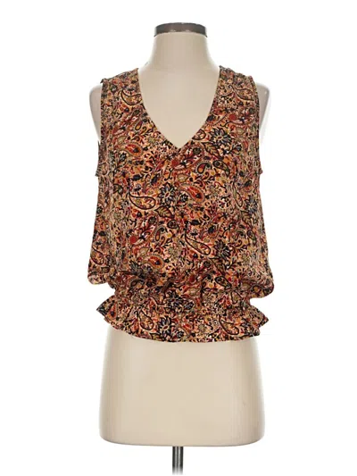 Pre-owned Evereve Sleeveless Blouse In Brown