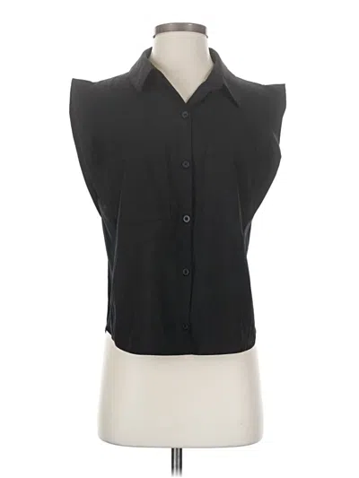 Pre-owned Evereve Sleeveless Button Down Shirt In Black