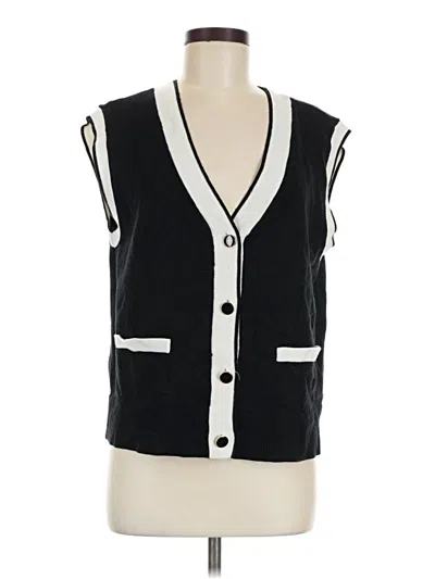 Pre-owned Evereve Sleeveless Button Down Shirt In Black