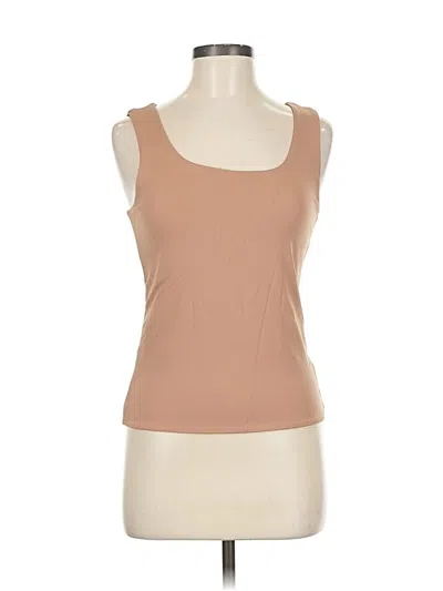 Pre-owned Evereve Sleeveless Top Tan Scoop Neck Tops In Brown