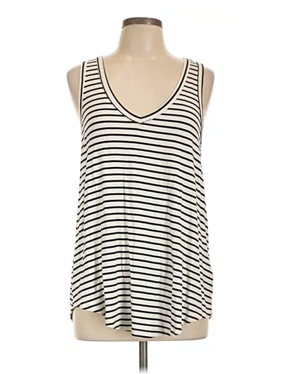 Pre-owned Evereve Tank Top Ivory Plunge Neckline Tops