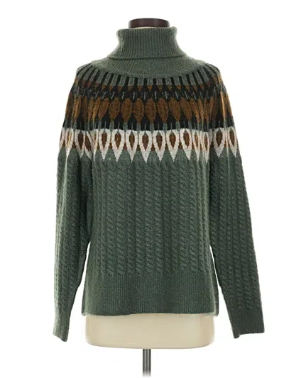 Pre-owned Evereve Turtleneck Sweater In Green