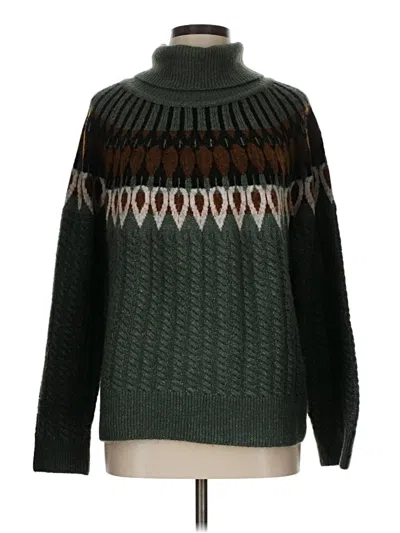 Pre-owned Evereve Turtleneck Sweater In Green