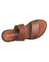 Everglades Women's Double Strap Western Boot Stitch Slide Sandals In Tan In Multi