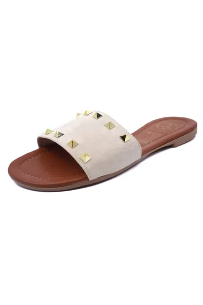 Everglades Women's Linda 2 Studded Sandals In Nude/beige In White