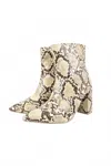 Everglades Women's Snakeskin Chic Block Heel Ankle Boots In Beige In Multi