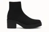 Everglades Women's Stretch Sock Knit Boots With Platform Block Heel In Black In Black