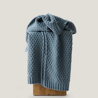 Evergrace Chunky Chenille Knit Throw Blanket In Stormy Blue