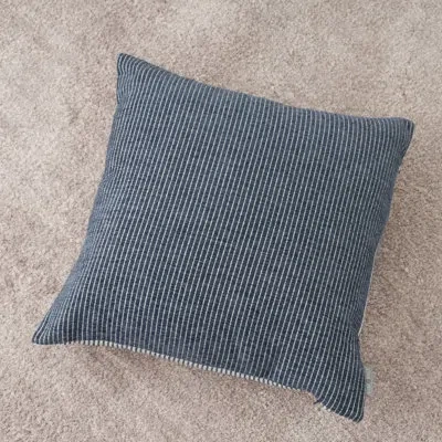 Evergrace Elsa Reversible Woven Pinstripes Pillow In Mood Indigo
