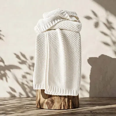 Evergrace Organic Cotton Chunky Knit Throw Blanket In White