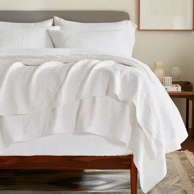 Evergrace Ribbed Matelassé Cotton Coverlet Set In Ivory White