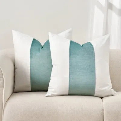 Evergrace Velvet Panel Cotton Pillow Covers Set Of 2 – Soft, Durable Decorative Throw Pillow Covers For Sofa A In Signature Aqua