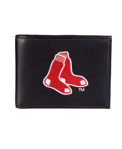 Evergreen Enterprises Boston Red Sox Synthetic Leather Embroidered Bifold Wallet In Black