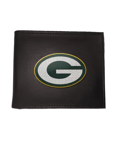 Evergreen Enterprises Green Bay Packers Synthetic Leather Embroidered Bifold Wallet In Black
