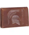 Evergreen Enterprises Men's Michigan State Spartans Leather Team Tri-fold Wallet In Brown