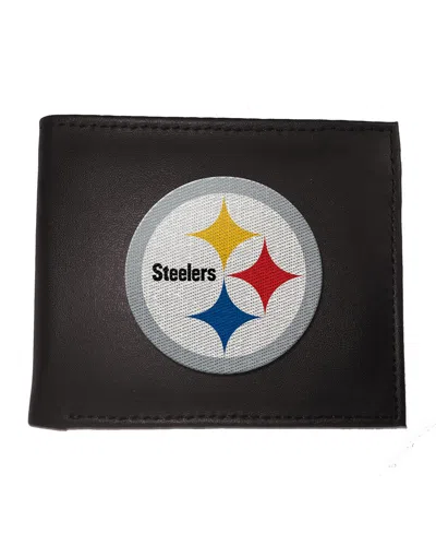 Evergreen Enterprises Pittsburgh Steelers Synthetic Leather Embroidered Bifold Wallet In Black