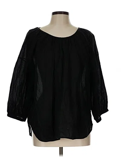 Pre-owned Everlane 3/4 Sleeve Blouse In Black