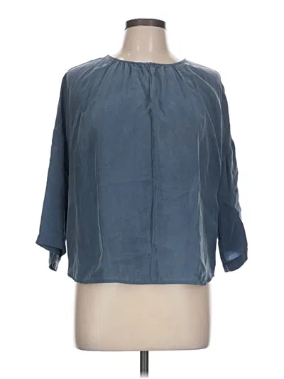 Pre-owned Everlane 3/4 Sleeve Blouse In Blue