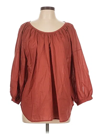 Pre-owned Everlane 3/4 Sleeve Blouse In Brown