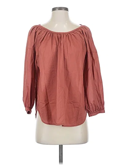 Pre-owned Everlane 3/4 Sleeve Blouse In Brown