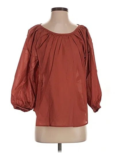 Pre-owned Everlane 3/4 Sleeve Blouse In Brown