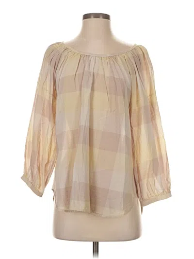 Pre-owned Everlane 3/4 Sleeve Blouse In Tan