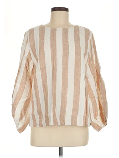 Pre-owned Everlane 3/4 Sleeve Blouse In Tan
