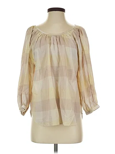 Pre-owned Everlane 3/4 Sleeve Blouse In Tan
