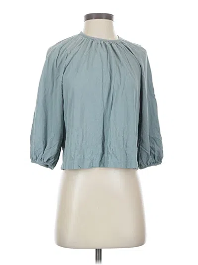 Pre-owned Everlane 3/4 Sleeve Blouse In Teal