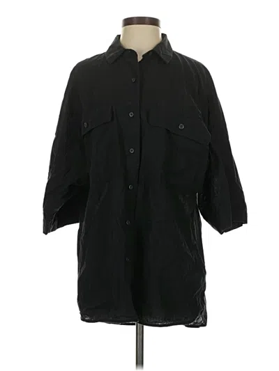 Pre-owned Everlane 3/4 Sleeve Button Down Shirt In Black