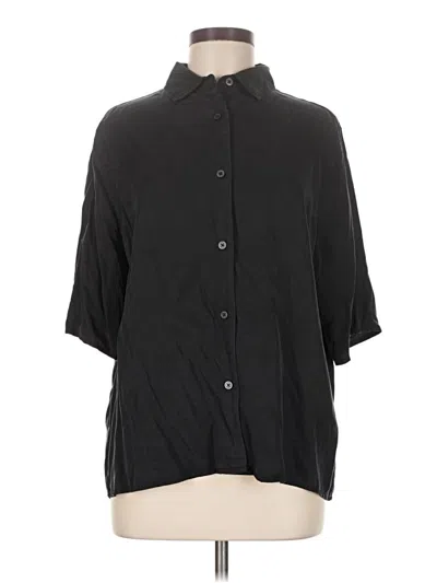 Pre-owned Everlane 3/4 Sleeve Button Down Shirt In Black