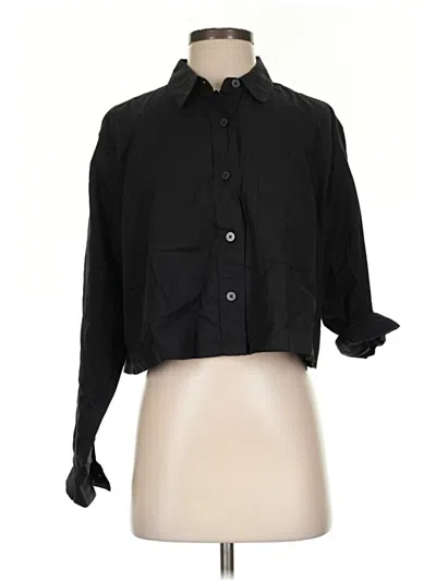 Pre-owned Everlane 3/4 Sleeve Button Down Shirt In Black