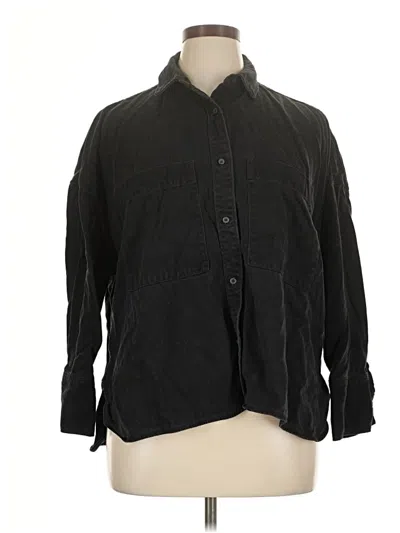 Pre-owned Everlane 3/4 Sleeve Button Down Shirt In Black
