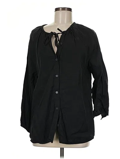 Pre-owned Everlane 3/4 Sleeve Button Down Shirt In Black