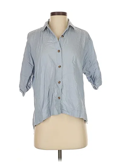 Pre-owned Everlane 3/4 Sleeve Button Down Shirt In Blue