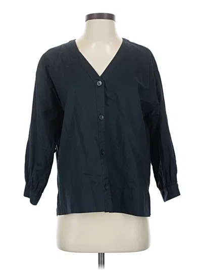 Pre-owned Everlane 3/4 Sleeve Button Down Shirt In Blue